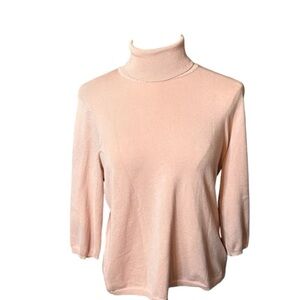 Chico’s Soft Pink Mock Turtle Neck Sweater with Relaxed Fit Size Large